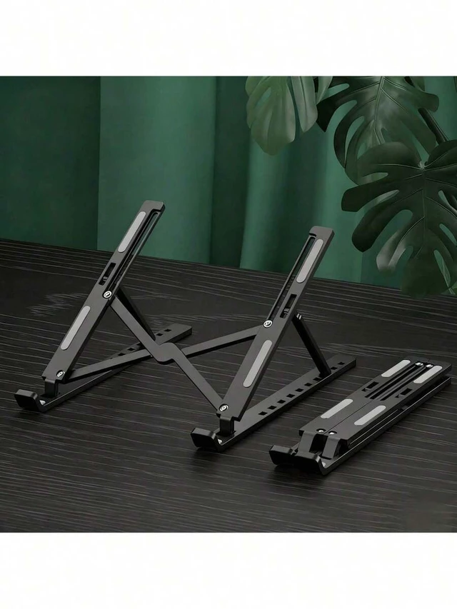 Alt view image 2 of 7 - Bks Single-Fork Foldable Laptop Stand Adjustable Height Cooling Pad Holder ABS Material for All Laptops Black