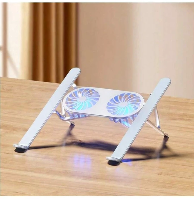 Main image of Bks Aluminum Laptop Stand With Cooling Fans Foldable Portable Ventilated Holder For 10-17 Inch Notebook Computer Desk Silver