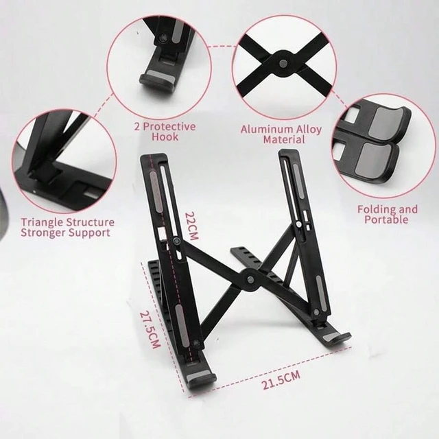 Alt view image 3 of 7 - Bks Laptop Stand With 3 Cooling Fans, 7-Level Adjustable Height, Foldable Portable Design for Notebook PC
