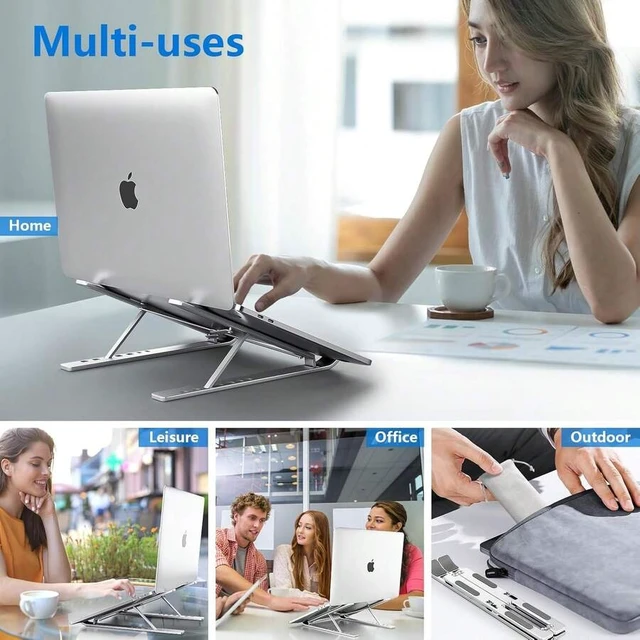 Alt view image 4 of 7 - Bks Laptop Stand With 3 Cooling Fans, 7-Level Adjustable Height, Foldable Portable Design for Notebook PC