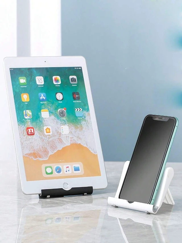 Alt view image 3 of 7 - Bks Adjustable Desktop Tablet Stand, Foldable Slouchy Phone Holder Bracket Compatible With iPhone Android Devices