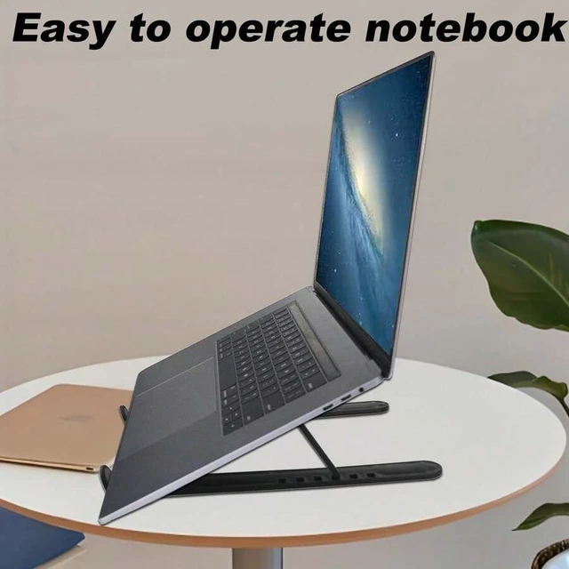 Alt view image 4 of 6 - Bks Foldable Laptop Stand For Desk, Lightweight Portable Computer Stand With 6 Height Levels Ergonomic Aluminum Cooling Pad For MacBook 10-16 Inch