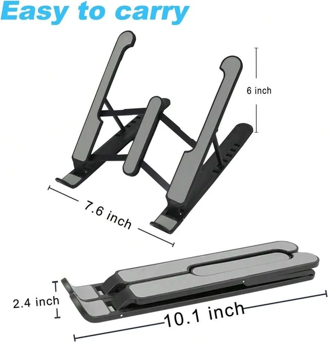 Alt view image 3 of 6 - Bks Foldable Laptop Stand For Desk, Lightweight Portable Computer Stand With 6 Height Levels Ergonomic Aluminum Cooling Pad For MacBook 10-16 Inch