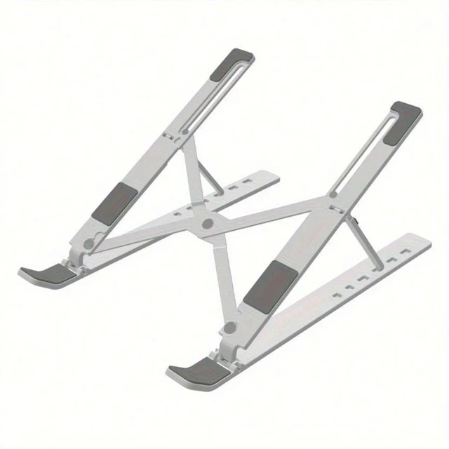 Alt view image 7 of 7 - Bks Foldable Laptop Stand Height Adjustable Aluminum Desktop Holder for 10-15.6 Inch Laptops Phones Books with Rubber Pads Non-Slip Portable Ergonomic Cooling Riser