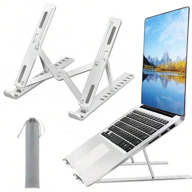 Alt view image 3 of 7 - Bks Laptop Stand Adjustable Ergonomic Aluminum Holder 6 Angles Anti-Slip Compatible 9-15.6 Inch Laptops Relieve Back Pain Improve Posture