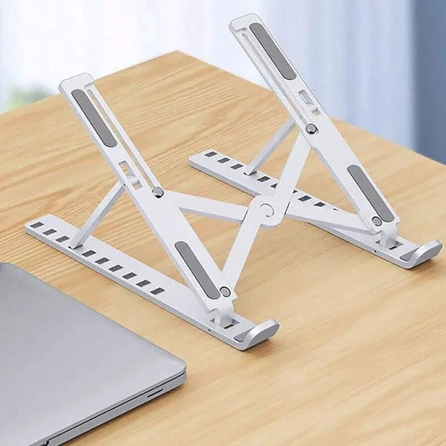 Alt view image 4 of 7 - Bks Laptop Stand Adjustable Ergonomic Aluminum Holder 6 Angles Anti-Slip Compatible 9-15.6 Inch Laptops Relieve Back Pain Improve Posture