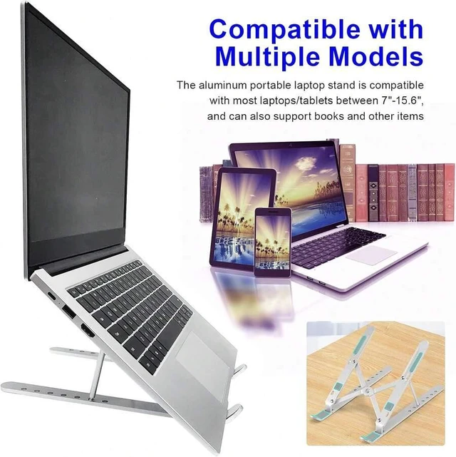 Alt view image 6 of 7 - Bks Laptop Stand Adjustable Ergonomic Aluminum Holder 6 Angles Anti-Slip Compatible 9-15.6 Inch Laptops Relieve Back Pain Improve Posture