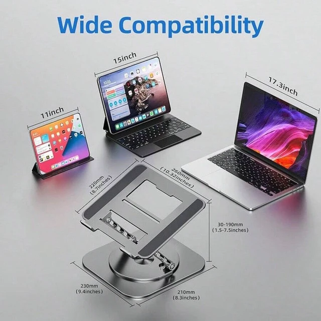 Alt view image 5 of 7 - Bks Laptop Stand With 360° Rotating Base, Foldable Adjustable Computer Holder, Ergonomic Design Compatible With Pro, XPS, HP, More 10-17"