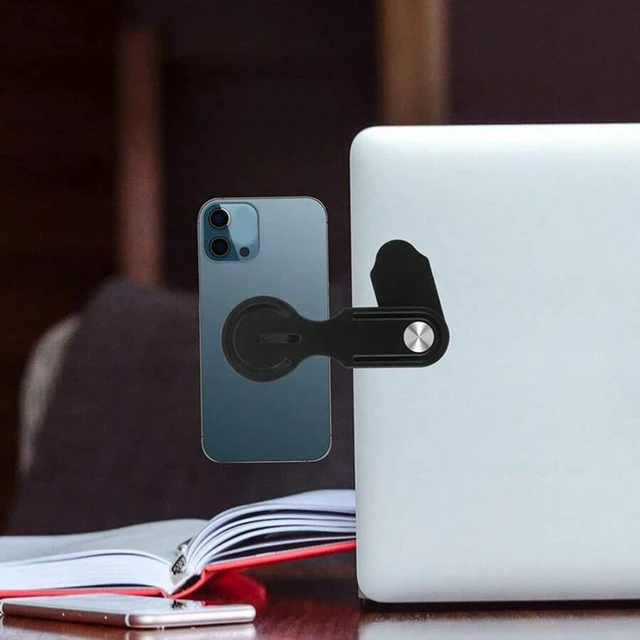 Alt view image 2 of 7 - Bks Adjustable Laptop Stand With Magnetic Phone Holder Ultra Thin Foldable Side Clip Compatible With iPhone And All Phones Portable Computer Extension
