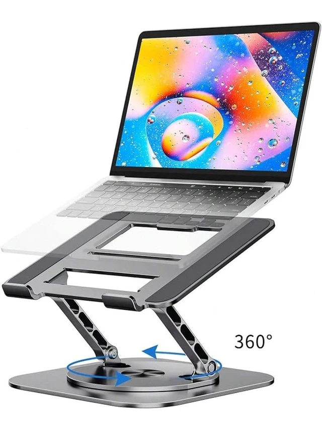 Alt view image 2 of 7 - Bks Laptop Stand With 360° Rotating Base, Foldable Adjustable Computer Holder, Ergonomic Design Compatible With Pro, XPS, HP, More 10-17"