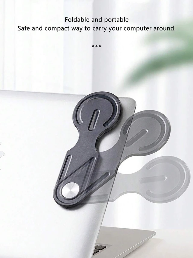 Alt view image 3 of 7 - Bks Adjustable Laptop Stand With Magnetic Phone Holder Ultra Thin Foldable Side Clip Compatible With iPhone And All Phones Portable Computer Extension
