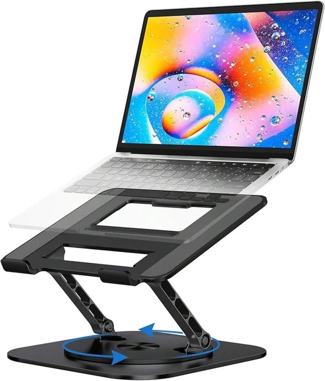 Main image of Bks Laptop Stand With 360° Rotating Base, Foldable Adjustable Computer Holder, Ergonomic Design Compatible With Pro, XPS, HP, More 10-17"