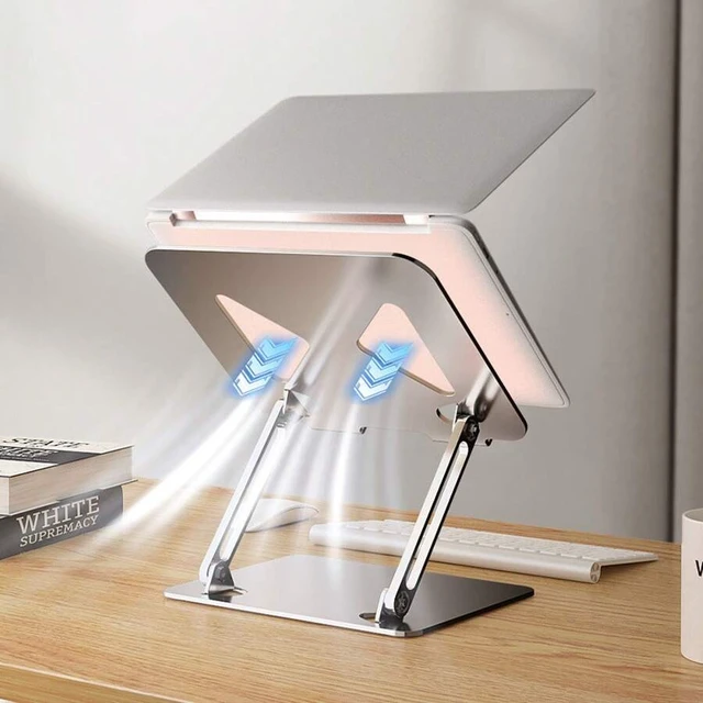Alt view image 4 of 7 - Bks Laptop Stand, Tablet Holder, Metal Foldable Portable Height-Adjustable Cooling Rack for Notebook