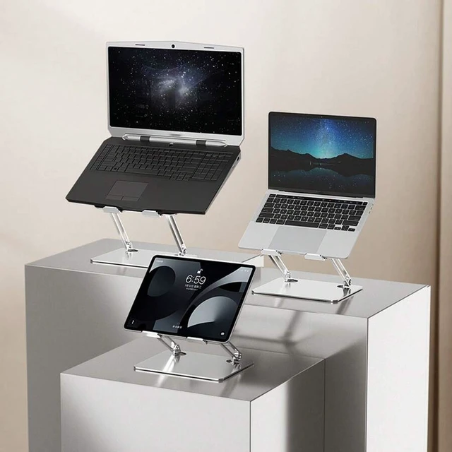 Alt view image 6 of 7 - Bks Laptop Stand, Tablet Holder, Metal Foldable Portable Height-Adjustable Cooling Rack for Notebook