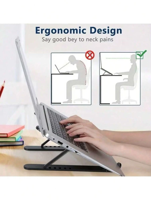 Alt view image 5 of 7 - Bks 7-Level Adjustable Laptop Stand, ABS & Metal Desktop Holder for Notebook Tablet Cooling Pad Portable