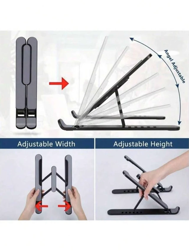 Alt view image 7 of 7 - Bks 7-Level Adjustable Laptop Stand, ABS & Metal Desktop Holder for Notebook Tablet Cooling Pad Portable