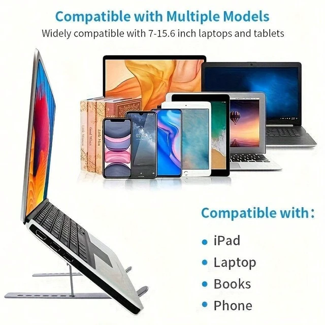 Alt view image 6 of 7 - Bks Foldable Laptop Stand Adjustable Height for 10-15.6 Inch Laptops with Rubber Pads and Cooling Design for Home Office