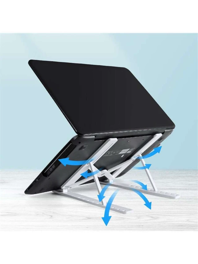 Alt view image 5 of 7 - Bks Plastic Desktop Laptop Stand Adjustable Height Cooling Base Foldable Ergonomic Monitor Riser