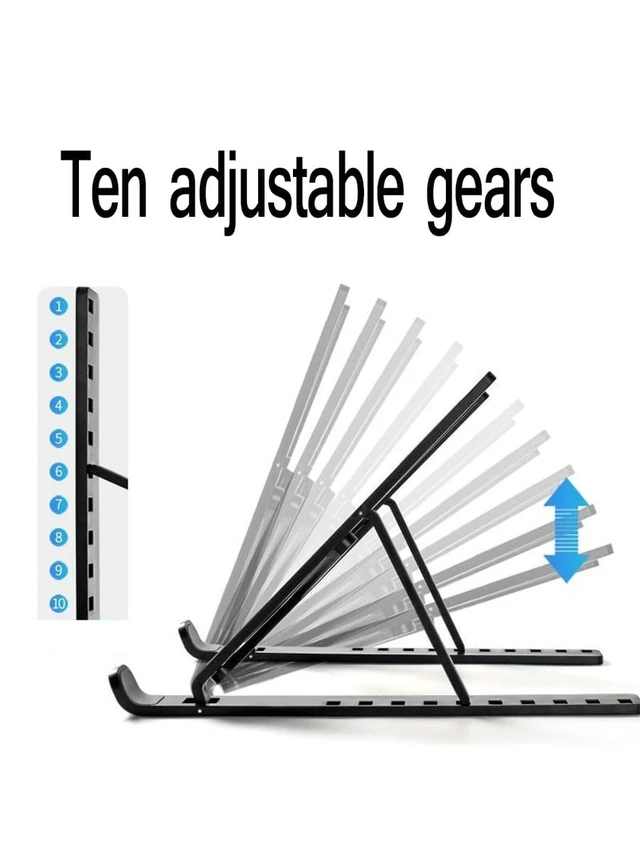 Alt view image 7 of 7 - Bks Plastic Desktop Laptop Stand Adjustable Height Cooling Base Foldable Ergonomic Monitor Riser