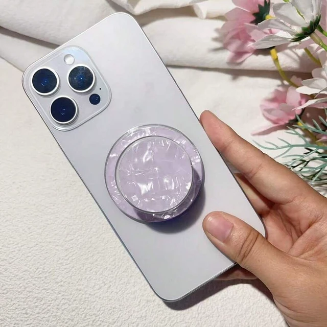 Alt view image 2 of 7 - Bks Adjustable Glitter Diamond Phone Holder Magnetic Stand Colorful Shell Pattern Compatible iPhone Magsafe Valentine Gift