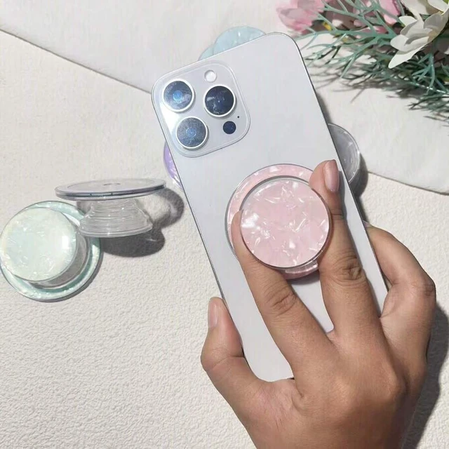 Alt view image 3 of 7 - Bks Adjustable Glitter Diamond Phone Holder Magnetic Stand Colorful Shell Pattern Compatible iPhone Magsafe Valentine Gift