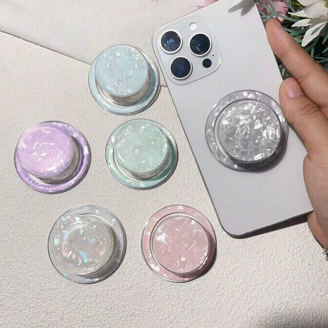 Alt view image 2 of 7 - Bks Adjustable Glitter Diamond Phone Holder Magnetic Stand Colorful Shell Pattern Compatible iPhone Magsafe Valentine Gift