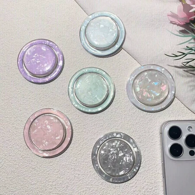 Alt view image 4 of 7 - Bks Adjustable Glitter Diamond Phone Holder Magnetic Stand Colorful Shell Pattern Compatible iPhone Magsafe Valentine Gift