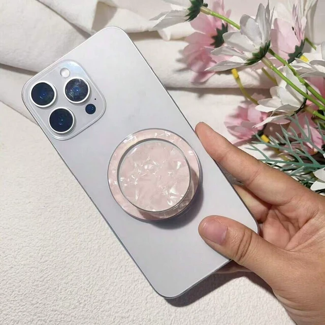 Alt view image 6 of 7 - Bks Adjustable Glitter Diamond Phone Holder Magnetic Stand Colorful Shell Pattern Compatible iPhone Magsafe Valentine Gift