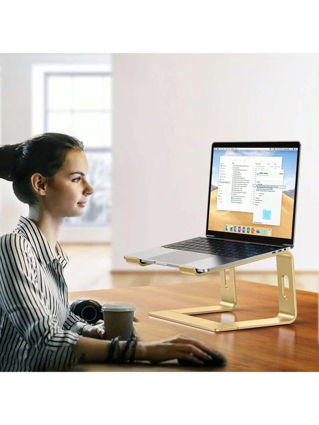 Alt view image 7 of 7 - Bks Aluminum Laptop Stand, Ergonomic Detachable Computer Riser Holder for 10-15.6 Inch Notebooks with Cooling Ventilation