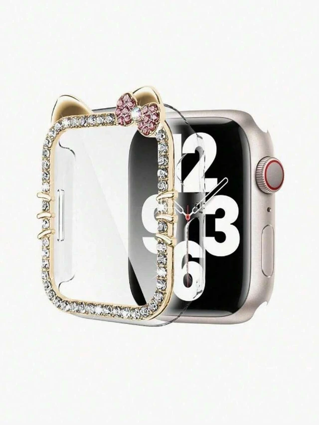 Main image of Bks Cartoon Cat Glitter Case for Apple Watch SE/8/7/6/5/4/3/2/1, 40/41/44/45mm, Shock-Proof Diamond Design, Sensitive Touch