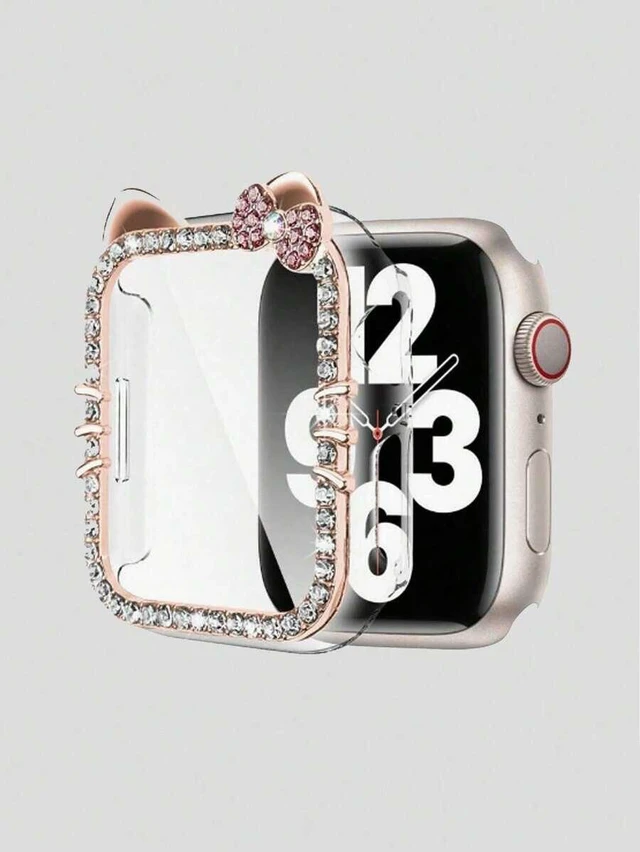 Main image of Bks Cartoon Cat Glitter Case for Apple Watch SE/8/7/6/5/4/3/2/1, 40/41/44/45mm, Shock-Proof Diamond Design, Sensitive Touch