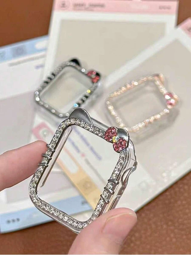 Alt view image 4 of 7 - Bks Cartoon Cat Glitter Case for Apple Watch SE/8/7/6/5/4/3/2/1, 40/41/44/45mm, Shock-Proof Diamond Design, Sensitive Touch