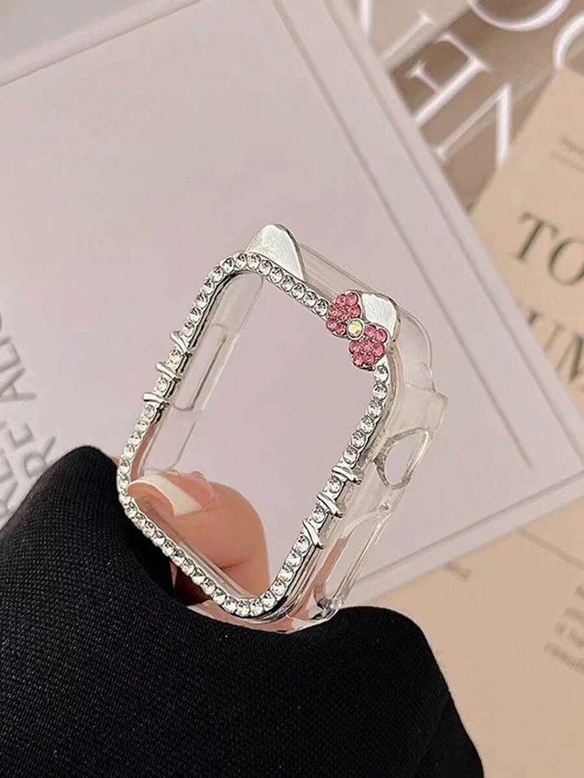 Alt view image 6 of 7 - Bks Cartoon Cat Glitter Case for Apple Watch SE/8/7/6/5/4/3/2/1, 40/41/44/45mm, Shock-Proof Diamond Design, Sensitive Touch