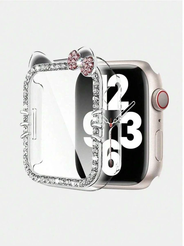 Main image of Bks Cartoon Cat Glitter Case for Apple Watch SE/8/7/6/5/4/3/2/1, 40/41/44/45mm, Shock-Proof Diamond Design, Sensitive Touch
