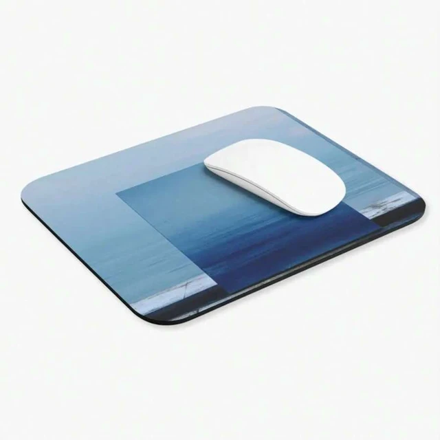 Alt view image 3 of 7 - Bks Blue Minimalist Mouse Pad 9.84x11.81in Polyester Desk Mat Non-Slip Rubber Base for Office Gaming