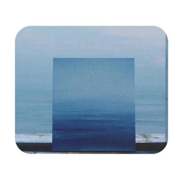Alt view image 4 of 7 - Bks Blue Minimalist Mouse Pad 9.84x11.81in Polyester Desk Mat Non-Slip Rubber Base for Office Gaming