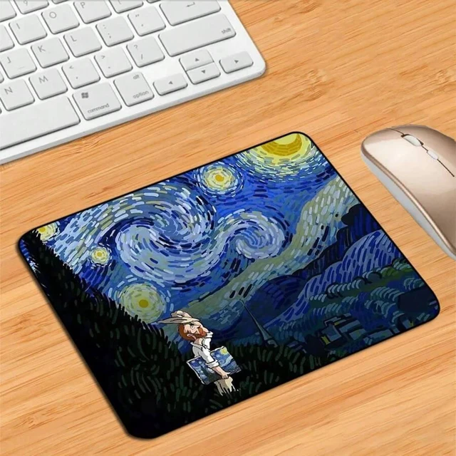 Alt view image 5 of 7 - Bks Anime Van Gogh Mouse Pad Large Gaming Desk Mat Non-Slip Rubber Base for PC Laptop Keyboard
