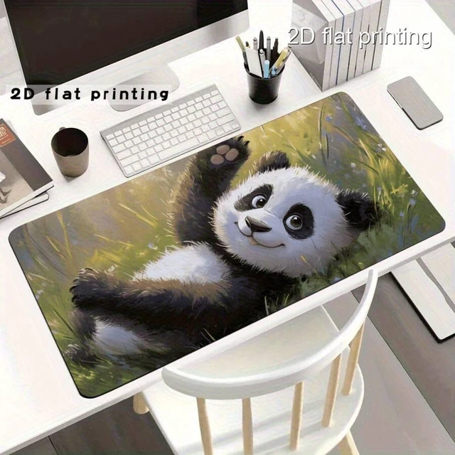 Main image of Bks Large Panda Print Desk Mat Non-Slip Rubber Base Waterproof Wear-Resistant Smooth Surface Keyboard Mouse Pad for Office Home