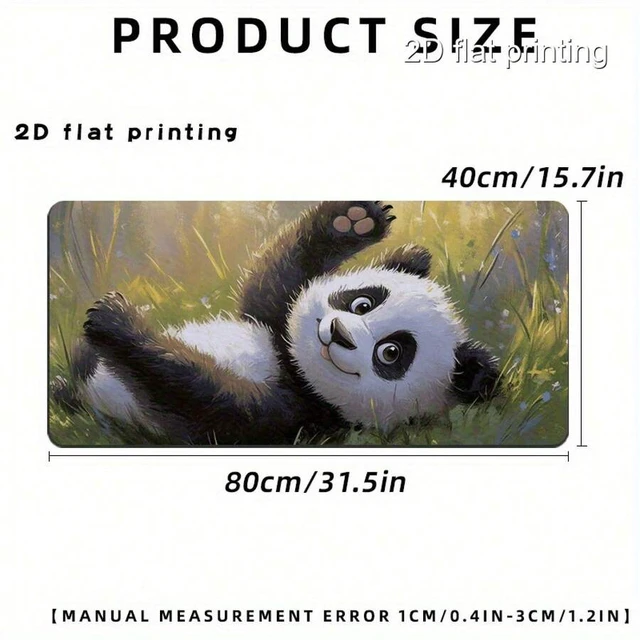 Alt view image 3 of 7 - Bks Large Panda Print Desk Mat Non-Slip Rubber Base Waterproof Wear-Resistant Smooth Surface Keyboard Mouse Pad for Office Home