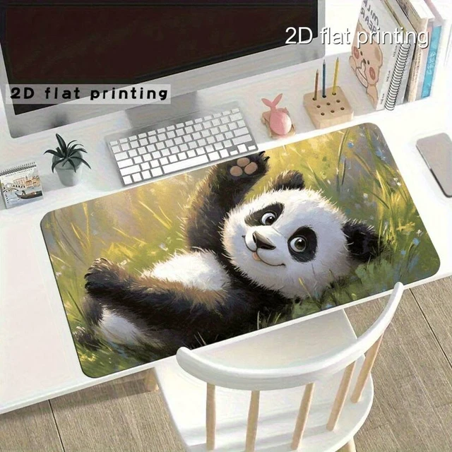 Alt view image 4 of 7 - Bks Large Panda Print Desk Mat Non-Slip Rubber Base Waterproof Wear-Resistant Smooth Surface Keyboard Mouse Pad for Office Home