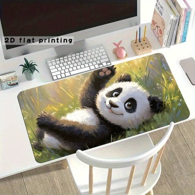 Alt view image 7 of 7 - Bks Large Panda Print Desk Mat Non-Slip Rubber Base Waterproof Wear-Resistant Smooth Surface Keyboard Mouse Pad for Office Home