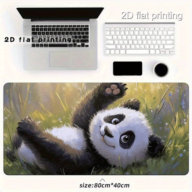 Alt view image 6 of 7 - Bks Large Panda Print Desk Mat Non-Slip Rubber Base Waterproof Wear-Resistant Smooth Surface Keyboard Mouse Pad for Office Home
