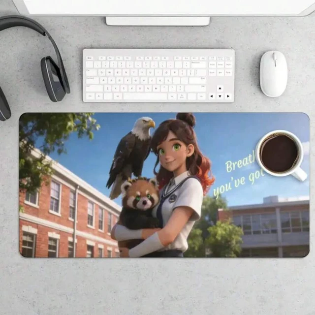 Alt view image 4 of 7 - Bks Large Desk Mat Mouse Pad, Anime Office Workspace Decor, Kawaii WFH Accessory, Cozy Coworker Gift, Smooth Surface for Gaming and Work
