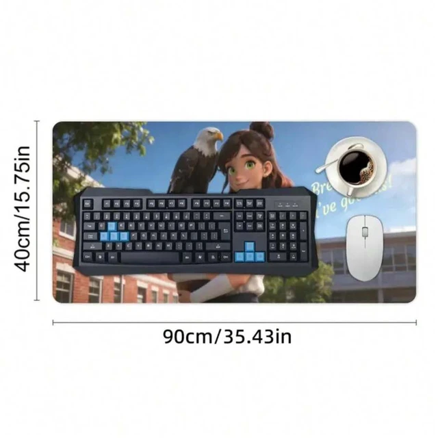 Alt view image 7 of 7 - Bks Large Desk Mat Mouse Pad, Anime Office Workspace Decor, Kawaii WFH Accessory, Cozy Coworker Gift, Smooth Surface for Gaming and Work