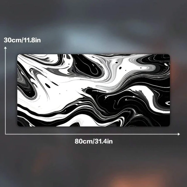 Alt view image 4 of 7 - Bks Large Mouse Pad With Black And White Fluid Art, Keyboard Mat Featuring A Stylish Geometric Design - Rubber Non-Slip Backing, Washable - PC Keyboard Desk Mat, Perfect For Gamers, Office Use, And Do