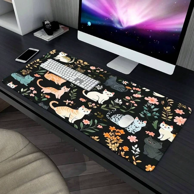 Alt view image 4 of 7 - Bks Cats In Night Mousepad Keyboard Gaming Accessories Office Computer PC Gamer Laptop Desk Mat Rubber Non Slip