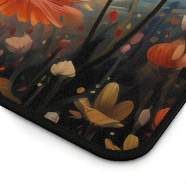 Alt view image 3 of 7 - Bks Ginger Cat Gaming Desk Mat, Floral Mouse Pad, Large Extended Keyboard Surface, Waterproof Non-Slip Rubber Base for Office and Play
