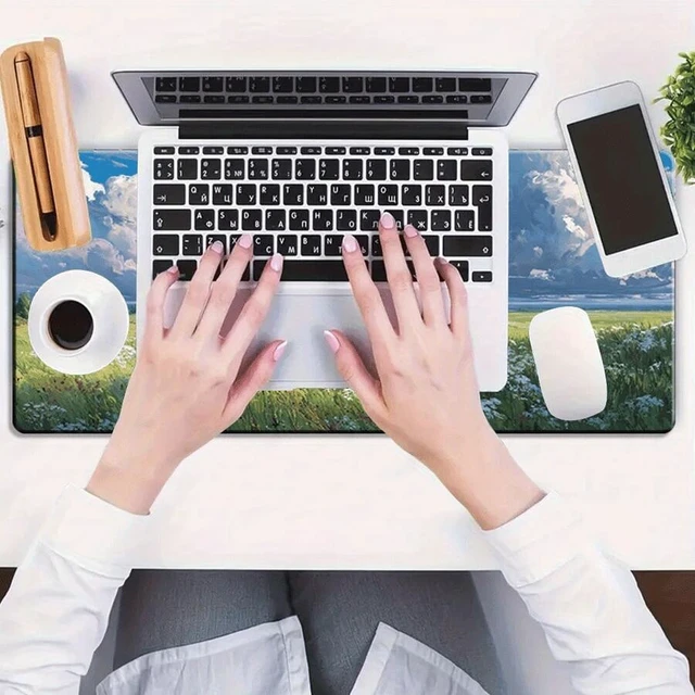 Alt view image 3 of 7 - Bks Large Mouse Pad Desk Mat Floral Cloudscape Pattern Non-Slip Rubber Base for PC Laptop Gaming Office
