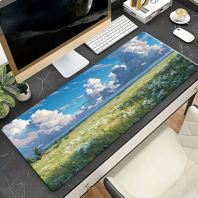 Alt view image 5 of 7 - Bks Large Mouse Pad Desk Mat Floral Cloudscape Pattern Non-Slip Rubber Base for PC Laptop Gaming Office
