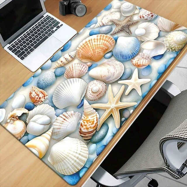 Main image of Bks Extra Large Mouse Pad Gaming Desk Mat with Seashell Starfish Pattern Washable Non-Slip Rubber Base for PC Laptop Office Study